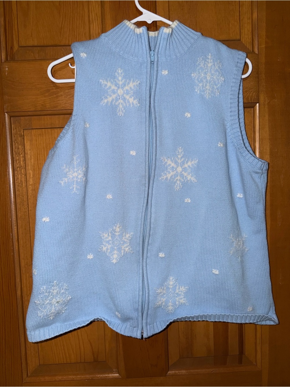 Vintage snowflake winter sweater vest zip up beaded 1X Christopher & banks